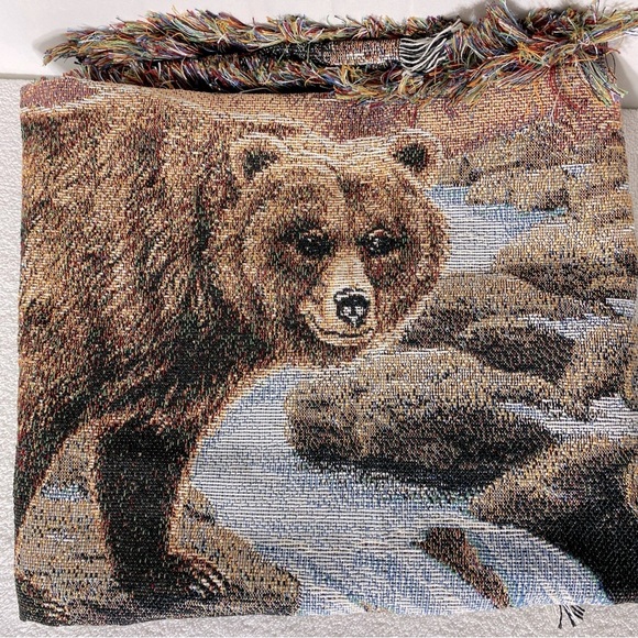 Vintage Mohawk Home Bear Tapestry Throw Blanket W Fringe - Picture 6 of 15